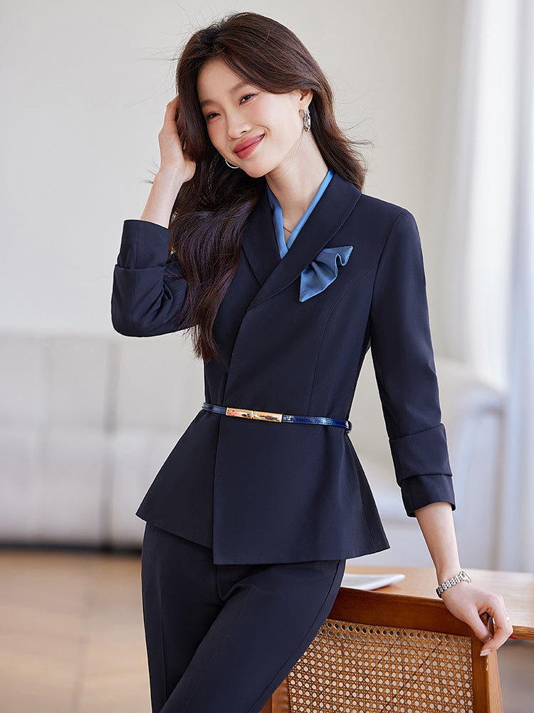 Cross-Border Flight Attendant Professional Suit Set for Women, Announcer, Art Exam Host, Formal Attire, Front Desk Receptionist, Beauty Salon Work Uniform