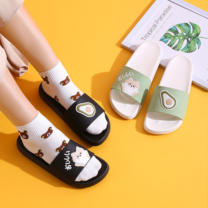Women's Home indoor slippers outdoor casual non-slip wear-resistant slippers couple outdoor cartoon cute flip-flops