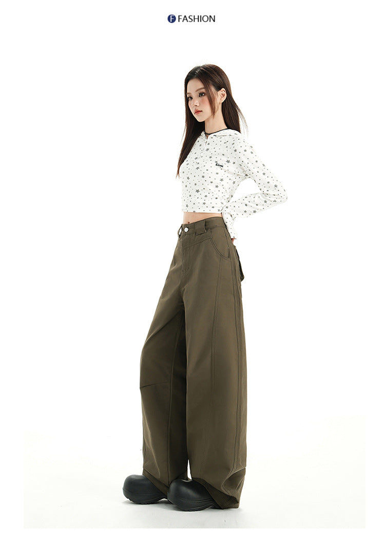 Raccoon House # Wizard of oz 2025 Early Autumn New Fashion High-Waisted Casual Versatile Cargo Pants Women's Casual Jeans