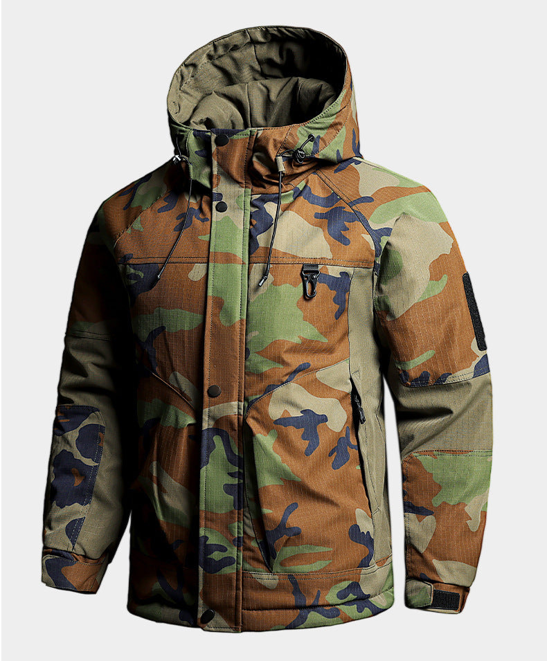 Autumn and Winter Tactical Camouflage Cotton Jacket Men's Cotton Jacket Jacket Cotton Jacket Hooded Jacket Thickeneded Work Clothes Outdoor