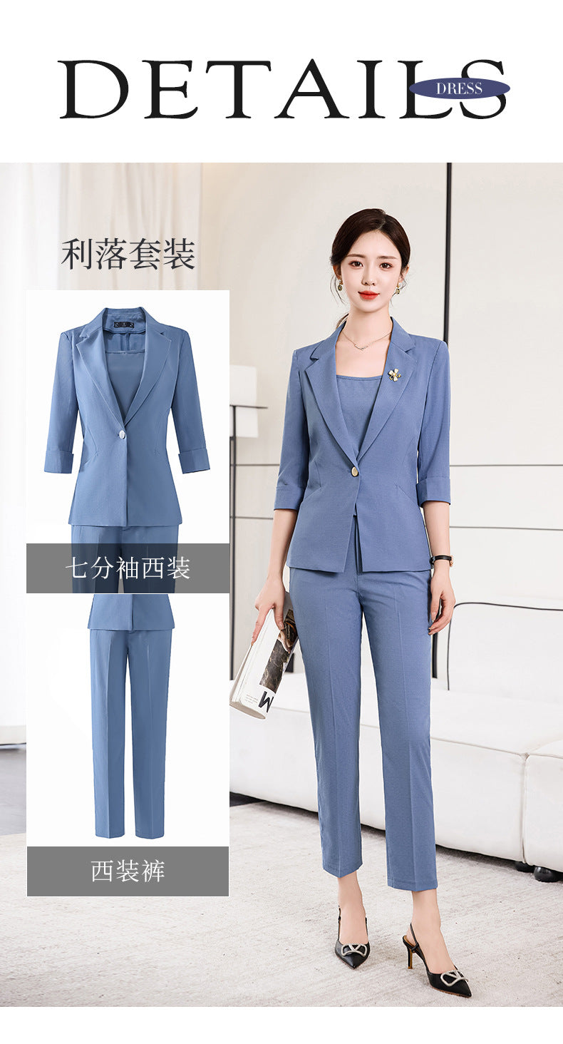 Pink Mid-Sleeve Suit for Women 2025 New Summer Thin Business Attire Elegant Beauty Salon Front Desk Work Clothes