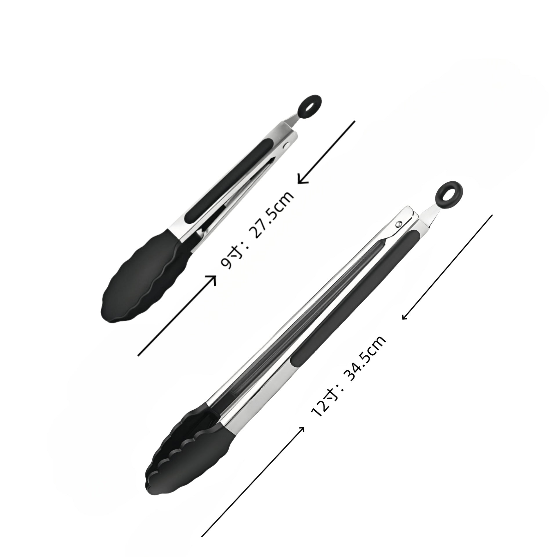 Cross-Border Black Silicone Clip High Temperature Resistant Kitchen Food Frying Stainless Steel Bread Clip Steak Clip Kitchen Food Clip