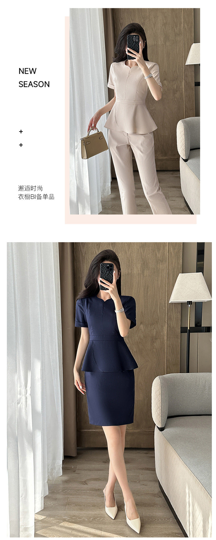 Summer Business Wear Short-sleeved Suit suit Women's Dress Slim-fit Temperament Hotel Front Desk Sales Department Jewelry Store Work Clothes