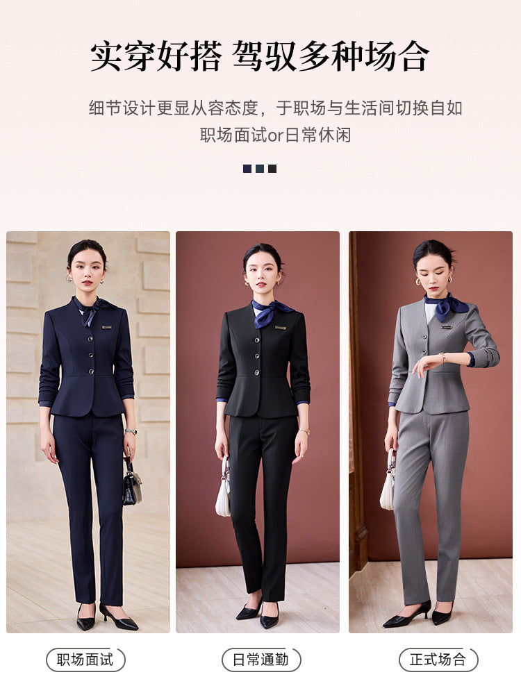 Gray Suit Suit for Women 2025 New Spring & Fall High-End Business Attire Formal Hotel Front Desk Manager Work Clothes