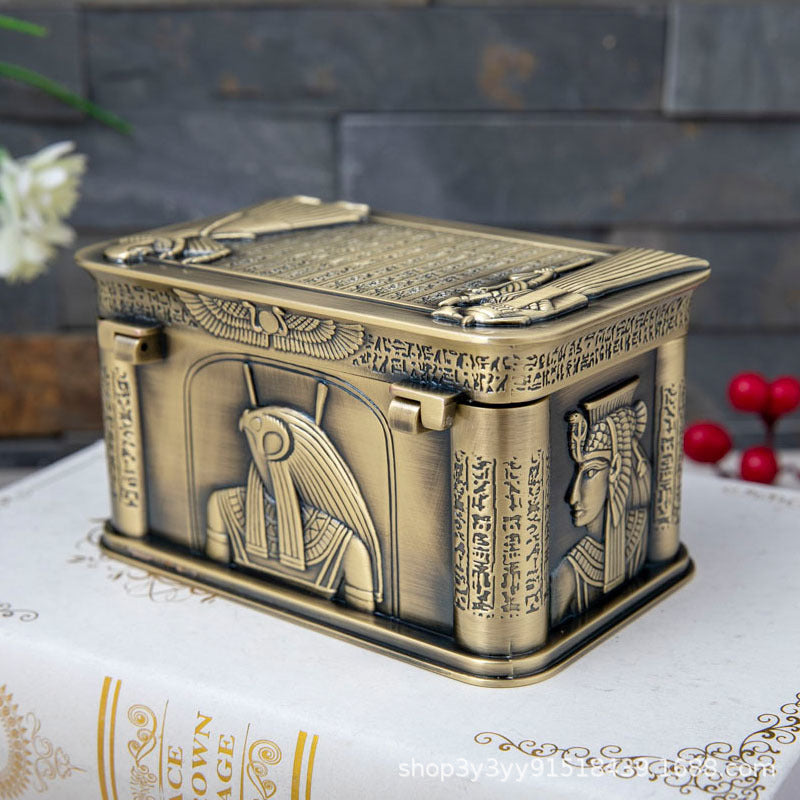 New Metal European Style Pharaoh Jewelry Box Creative High-End Exquisite Egyptian Style Jewelry Necklace Storage Box Wholesale