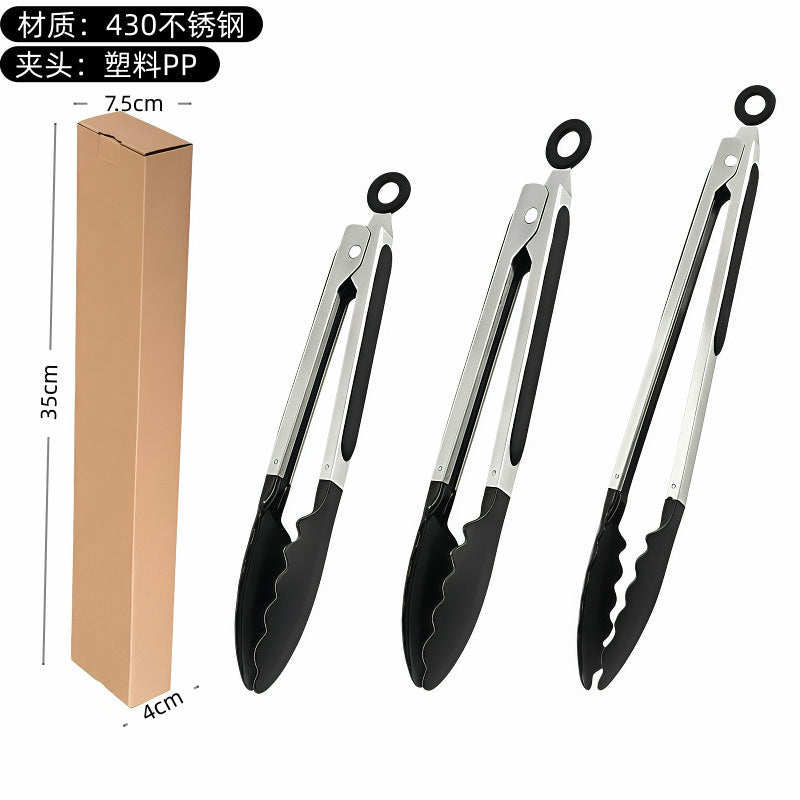 Cross-Border Silicone Clips, High Temperature Resistant Kitchen Anti-Scalding Barbecue Barbecue Clips, Food Clips, Household Stainless Steel Steak Clips