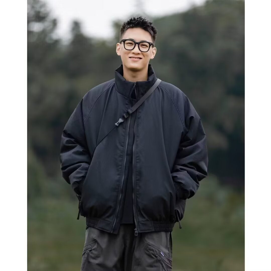 Japanese Vintage Tooling Trend Men's and Women's Loose Vertical Collar Short Cotton-padded Coat Winter Men's American Army Green Cotton Coat Jacket