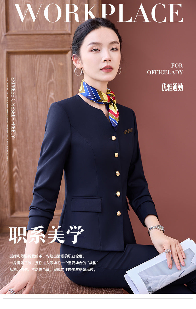 Professional Suit Suit Women's Autumn and Winter New Hotel Front Desk Jewelry Store Workwear Beauty Salon Front Desk Manager Workwear