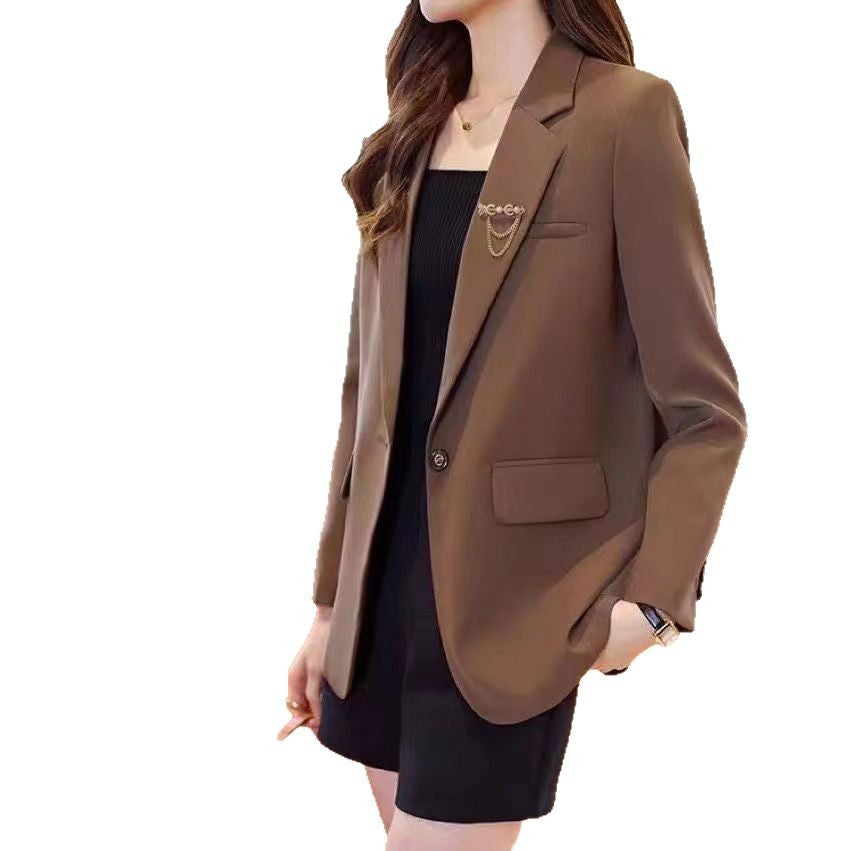 2025 Spring and Autumn New Suit Jacket Women's Casual Fashion Loose All-match Stylish Split Suit Jacket Trendy