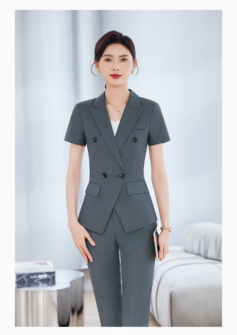 High-End Short-Sleeved Suit for Women 2025 Summer New Style Professional Wear Hotel Manager Bank Work Clothes