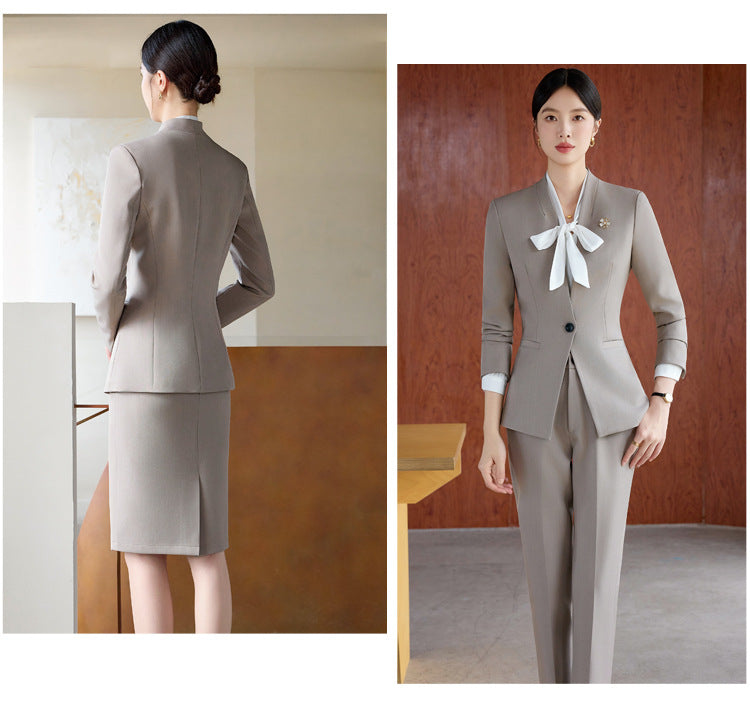 High-End Spring & Fall Hotel Front Desk Professional Wear Long-Sleeved Sales Department Reception 4S Store Sales Consultant Fashion Suit Suit