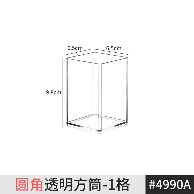 Pen Holder Desktop Stationery Storage Box Transparent Acrylic Multifunctional Student Pen Holder Office Note Pad Organizer Box
