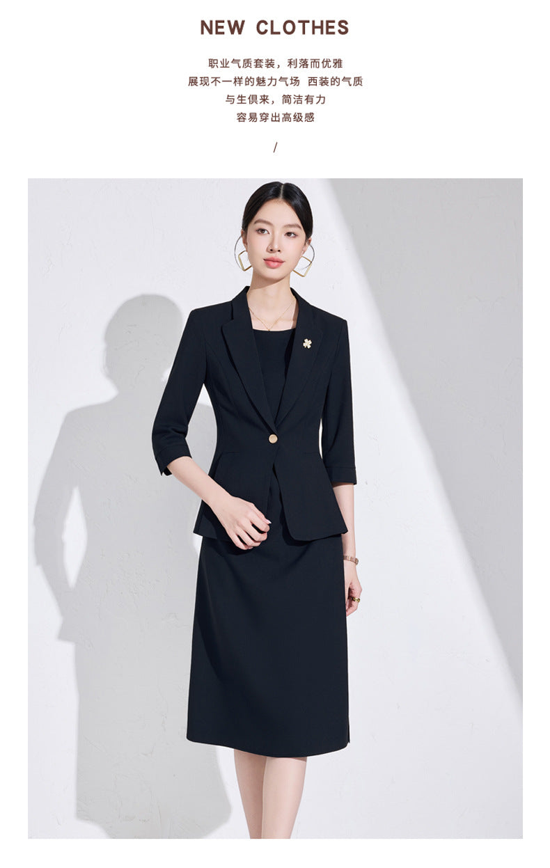 Pink High-End Three-Quarter Sleeve Blazer Women's Pants Dress Business Attire Two-Piece Suit High-End Elegant Trendy