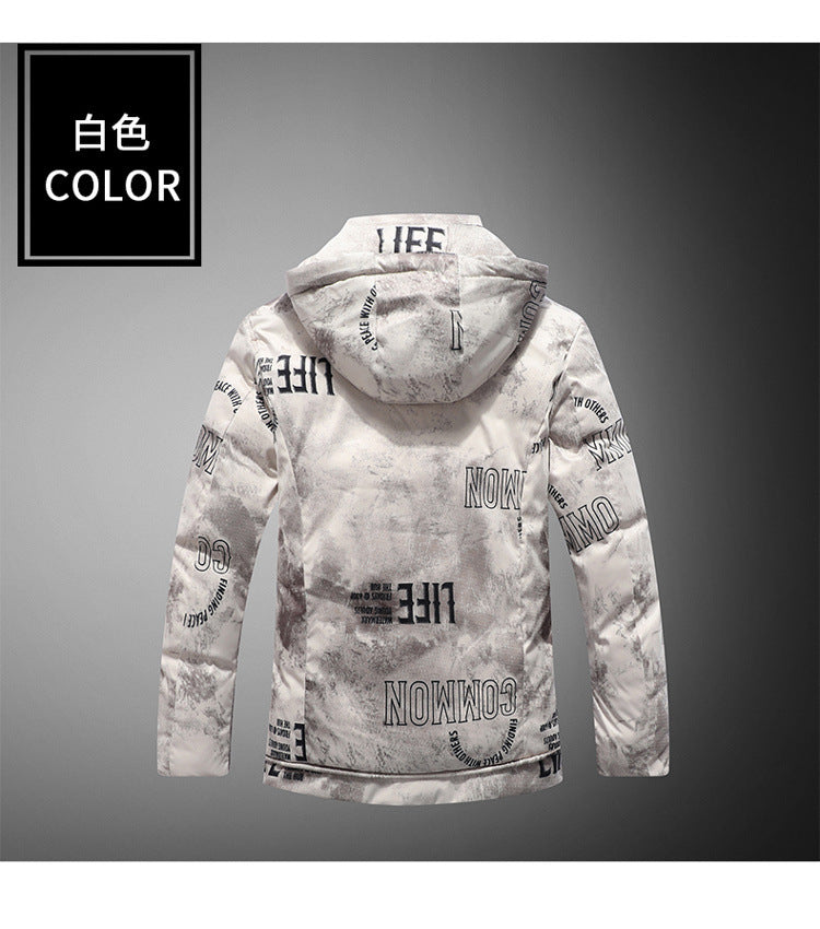 New Cotton-Padded Jacket for Men with Fur Collar, Thickeneded Jacket, Windbreaker, Winter Casual Hooded Warm Cotton Jacket, Mid-Length
