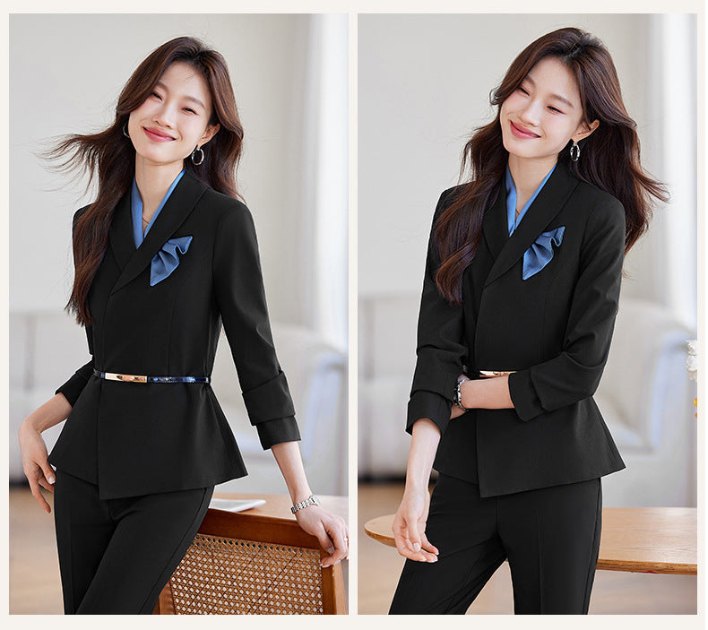 Cross-Border Flight Attendant Professional Suit Set for Women, Announcer, Art Exam Host, Formal Attire, Front Desk Receptionist, Beauty Salon Work Uniform