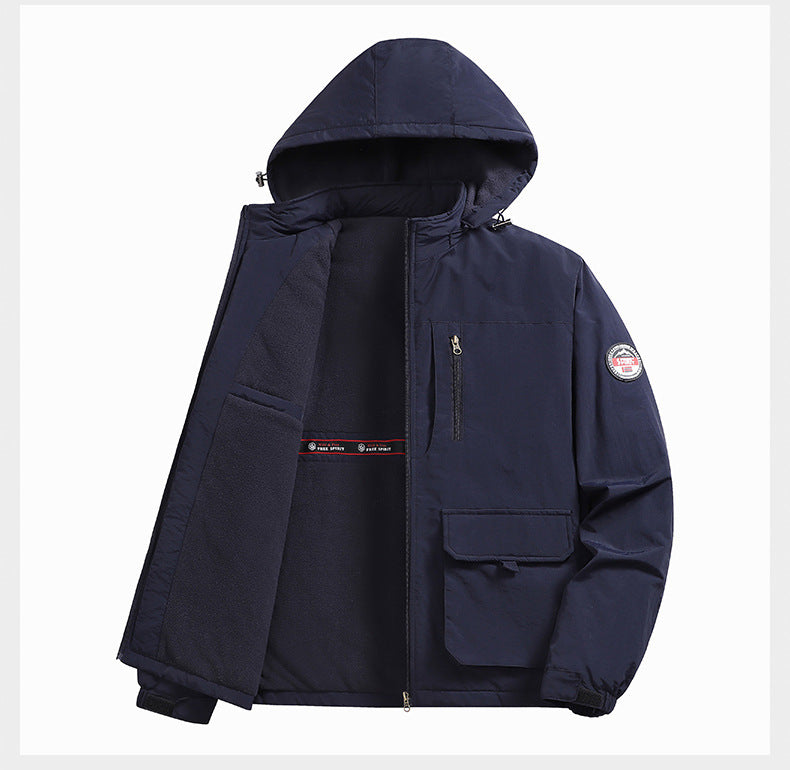 Cross-Border [M-8Xl] Cross-Border Large Size Men's Jacket Autumn and Winter New Casual Middle-Aged Men's Jacket Fleece-Lined