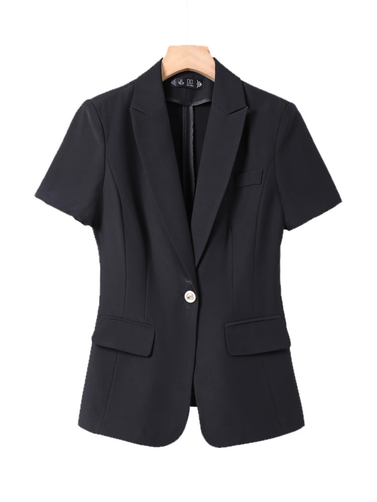 White Short-Sleeved Suit Jacket for Women Summer New Style Petite Professional Elegant Suit Suit Hotel Work Clothes Thin