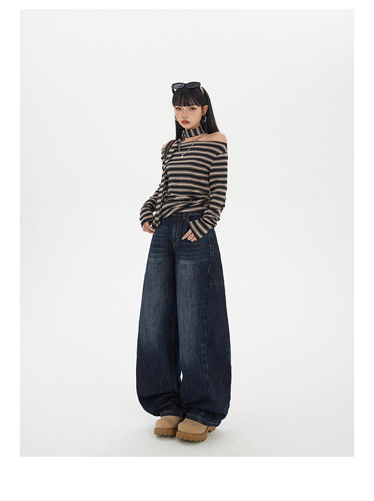 Yc & American Retro Loose Wide-Leg Pants Autumn and Winter Versatile Scimitar Pants Drapey Sickle Jeans Women's New Style