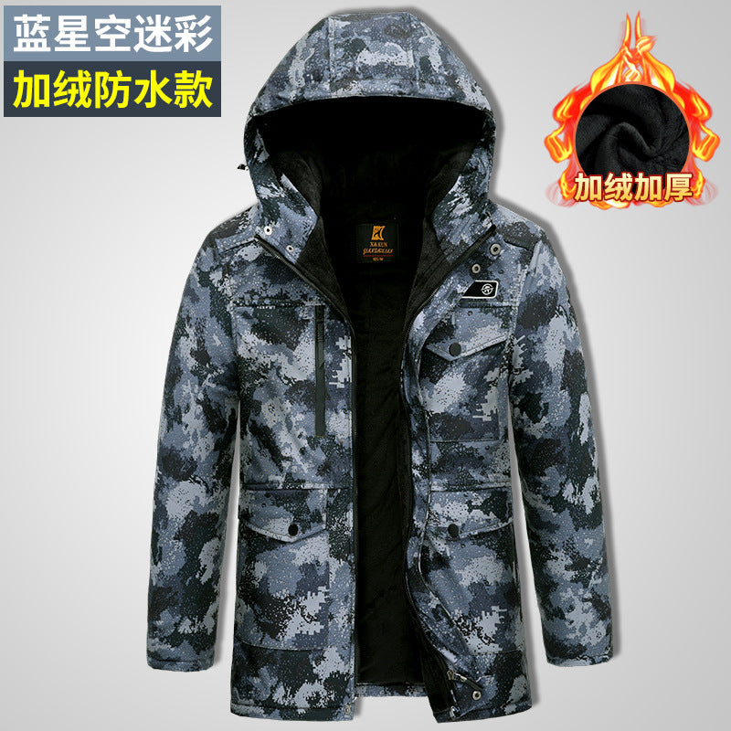 Thickened Camouflage Clothing, Fleece-Lined Cotton Coat, Warm, Cold-Proof, Windproof and Waterproof Cold Storage Labor Protection Clothing, Cotton-Padded Jacket, Cotton-Padded Work Clothes for Men