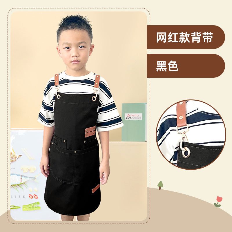 Mengniu Internet Celebrity Cross-Border Waterproof and Oil-Proof Canvas Suspenders Catering Kitchen Home Work Apron Custom Logo Printing
