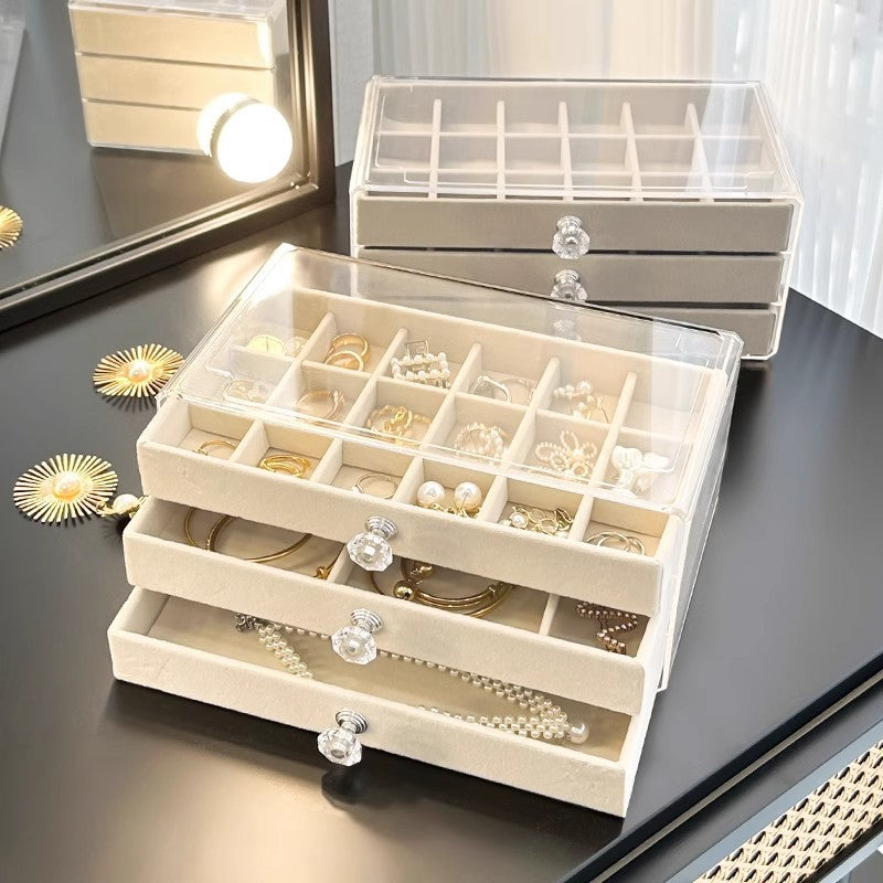 Jewelry Box Storage Box Desktop Anti-Oxidation Earrings Necklace Ring Hairpin Display Stand High-End Hand Jewelry Box