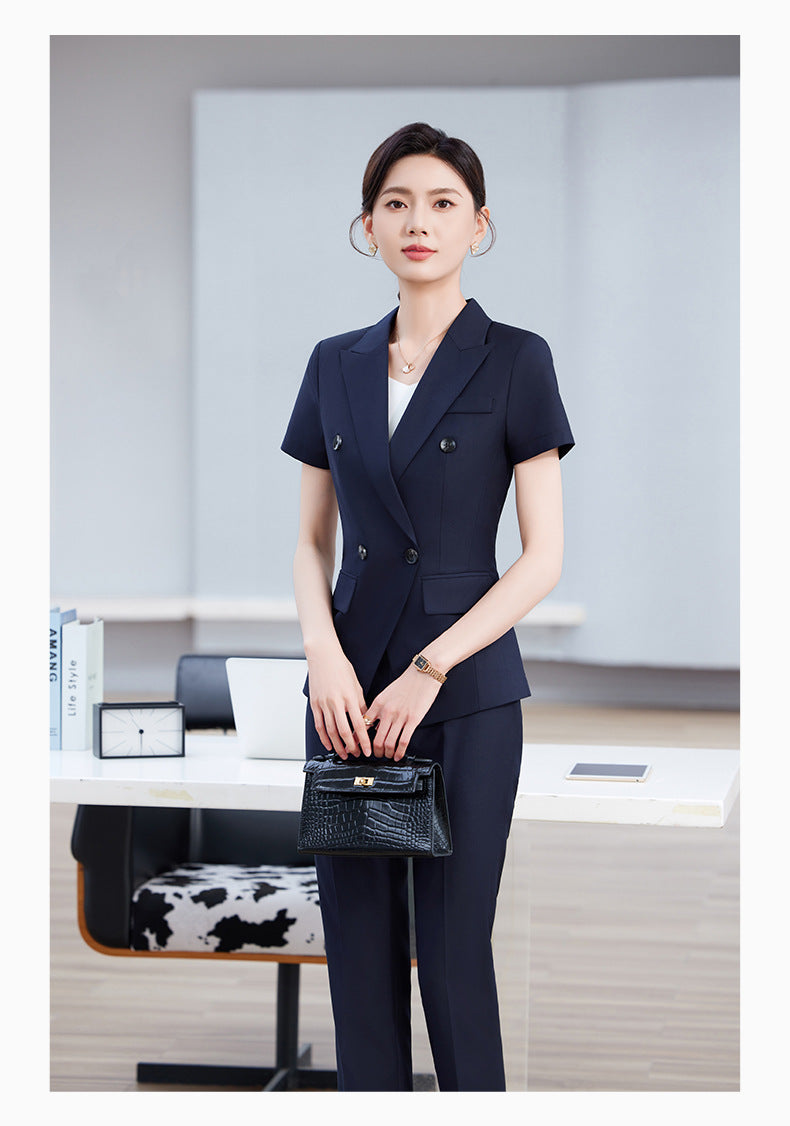 High-End Short-Sleeved Suit for Women 2025 Summer New Style Professional Wear Hotel Manager Bank Work Clothes