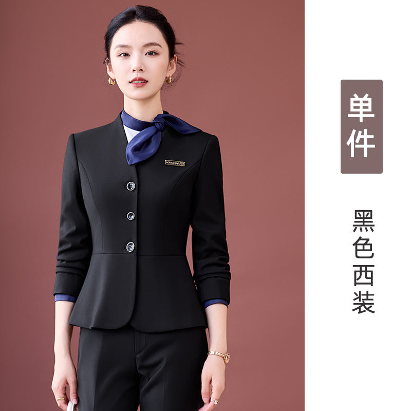 Gray Suit Suit for Women 2025 New Spring & Fall High-End Business Attire Formal Hotel Front Desk Manager Work Clothes