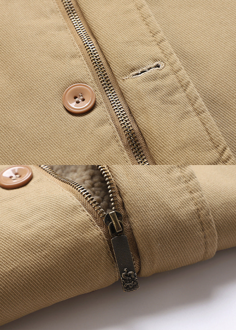 Cross-Border Winter N1 Deck Cotton Outwear, Middle-Aged Thickeneded Velvet Work Jacket, Retro Cashmere Jacket for Men