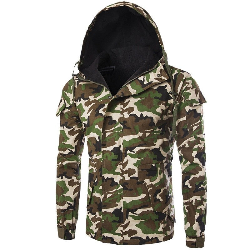 Foreign Trade Hot New Cotton Coat Winter New Camouflage Style Men's Slim-fit Zipper Casual Sports Hooded Cotton Coat