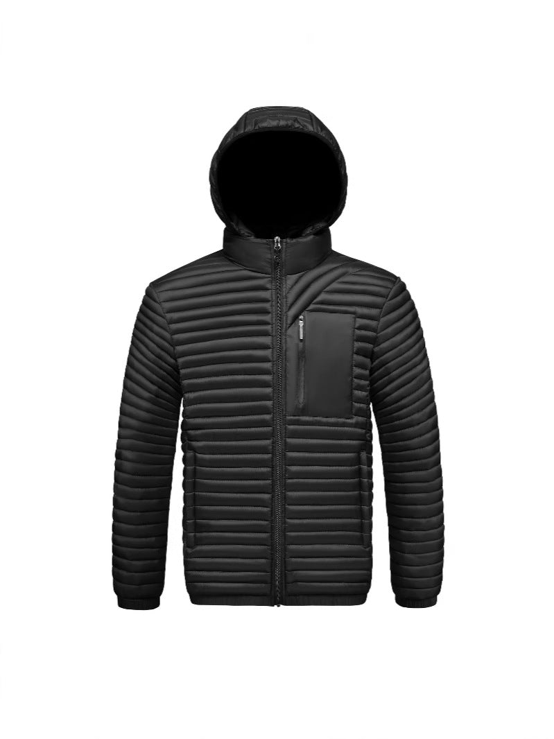 Cross-Border Men's Cotton Jacket 2025 Autumn and Winter Graphene Detachable Hood Amazon Wish Ribbed Cotton Coat Thickened