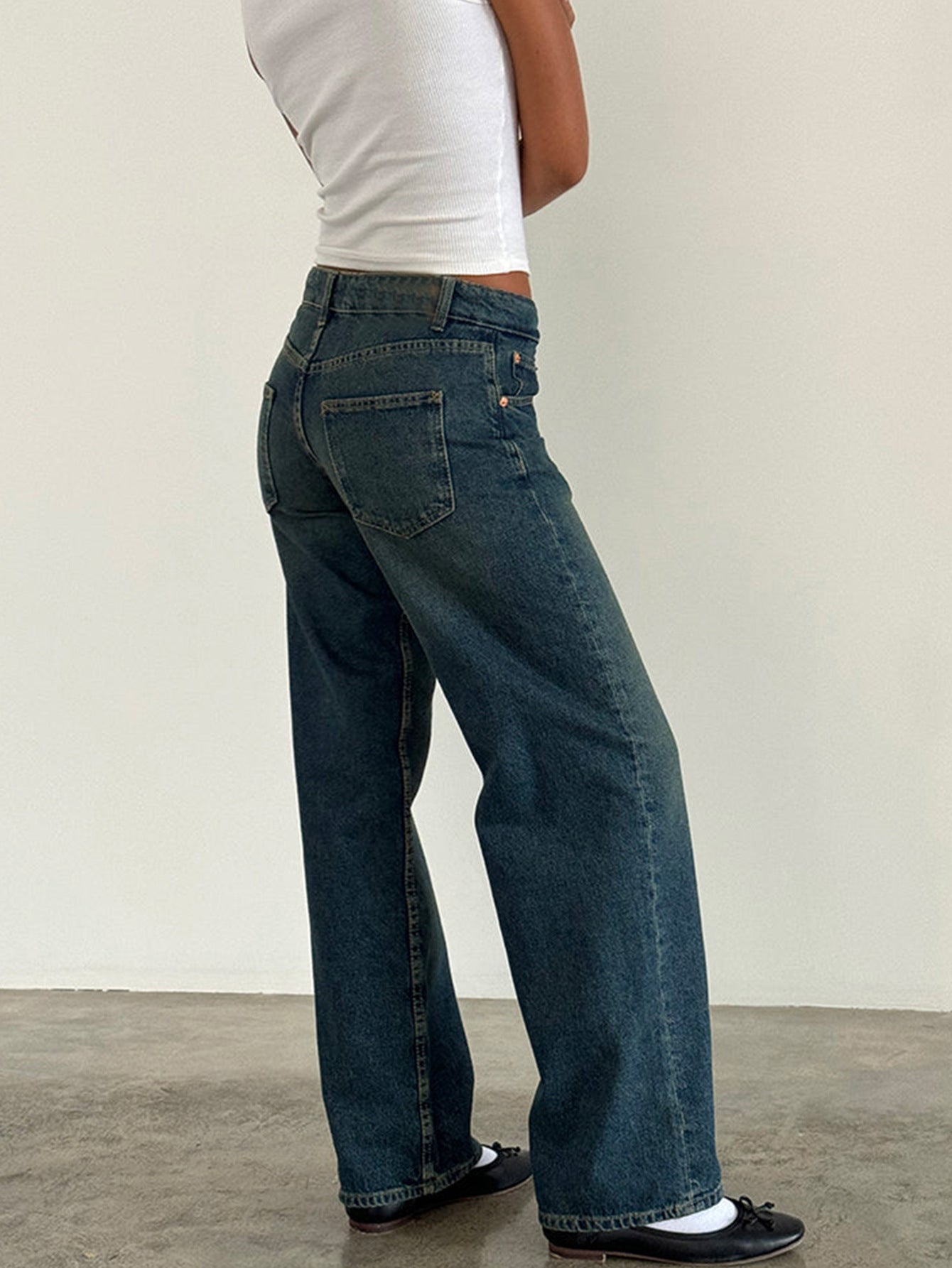 Amazon AliExpress TEMU New Cross-border Special for High Quality European and American Women Straight Tube Micro Horn Denim Pants