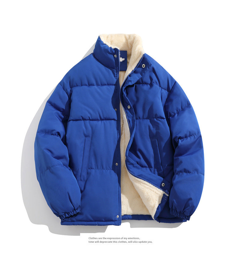 Cross-border Winter New Men's Loose Collar fleece-lined Cotton-padded Clothes Korean Style Youth Fashion Trendy Casual Cotton-padded Jacket