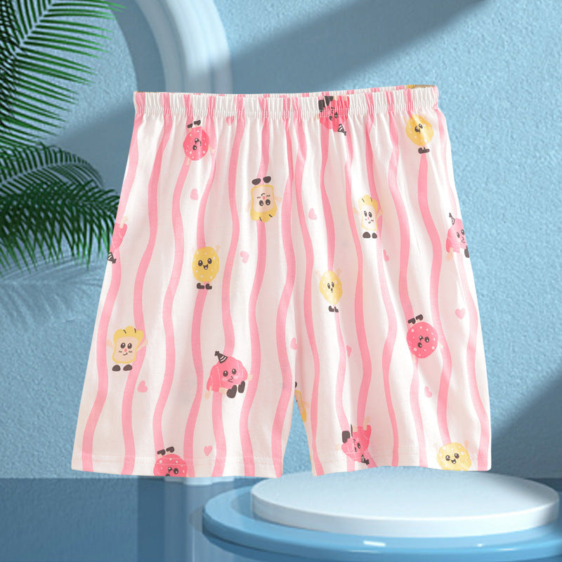 Children's Pajamas, Pure Cotton, Summer Short-Sleeved Shorts Set for Boys, Home Clothes for Girls, Air-Conditioned Clothes for Middle-Aged and Older Boys