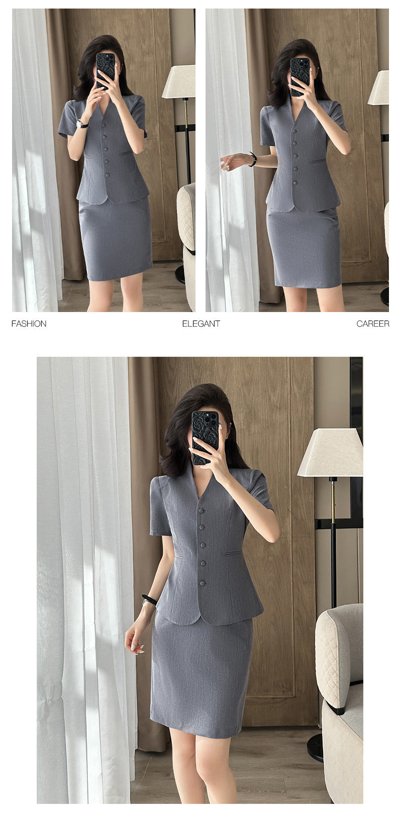 Short-Sleeved Suit Women's Summer Thin Business Attire Jewelry Store Gold Store Sales Workwear Hotel Front Desk Workwear