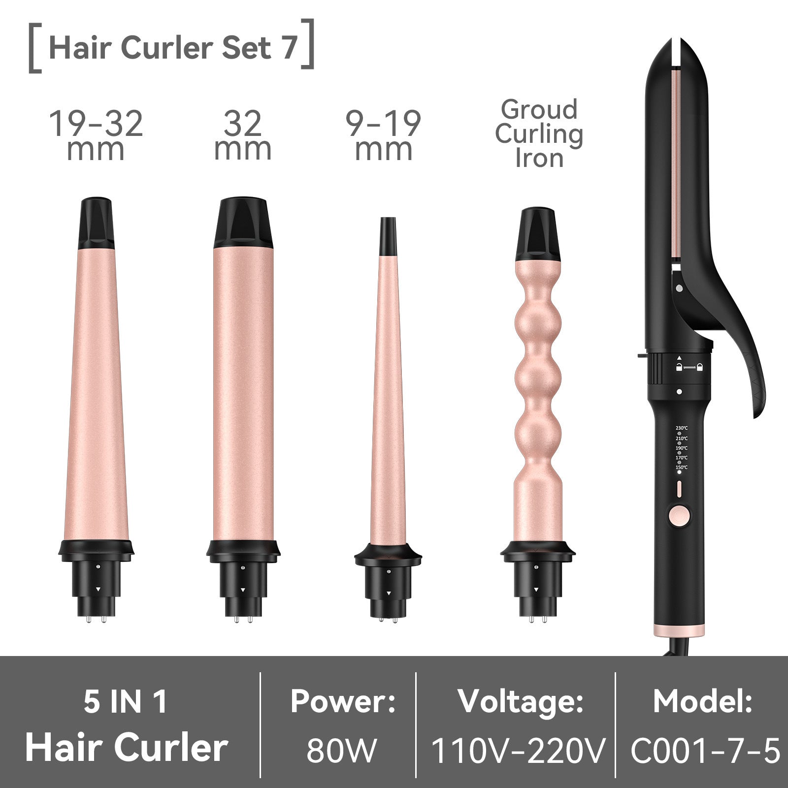 Amazon's Best-Selling All-In-One Interchangeable Curling Iron, Large Wave Curling Iron, Ceramic Multi-Functional Curling Iron Wholesale