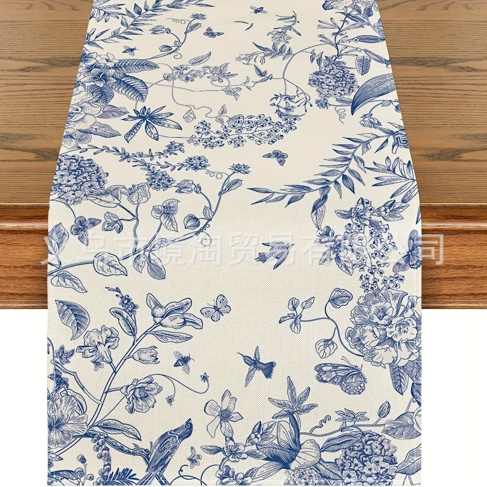 Linen Table Runner Pastoral Flower Lemon Summer Home Dining Table Outdoor Decoration Printed Tablecloth Table Runner