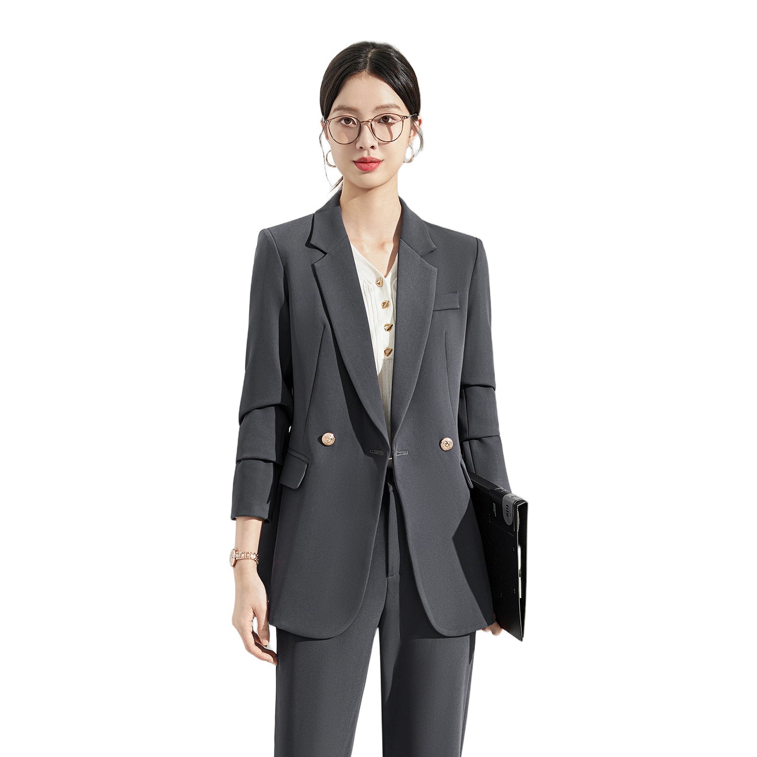 Gray Suit Women's Formal Wear 2025 New Spring & Fall Small High-End Elegant Professional Suit Work Clothes