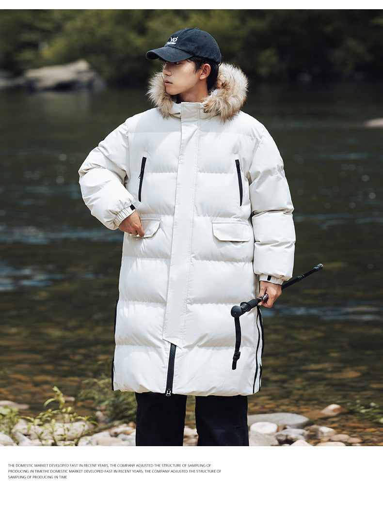 New Long Men's Big Wool Collar Thickened Extra Large Warm and Cold-proof Fashionable Jacket for Youth Fashionable Couple Clothes plus size Bread Clothes