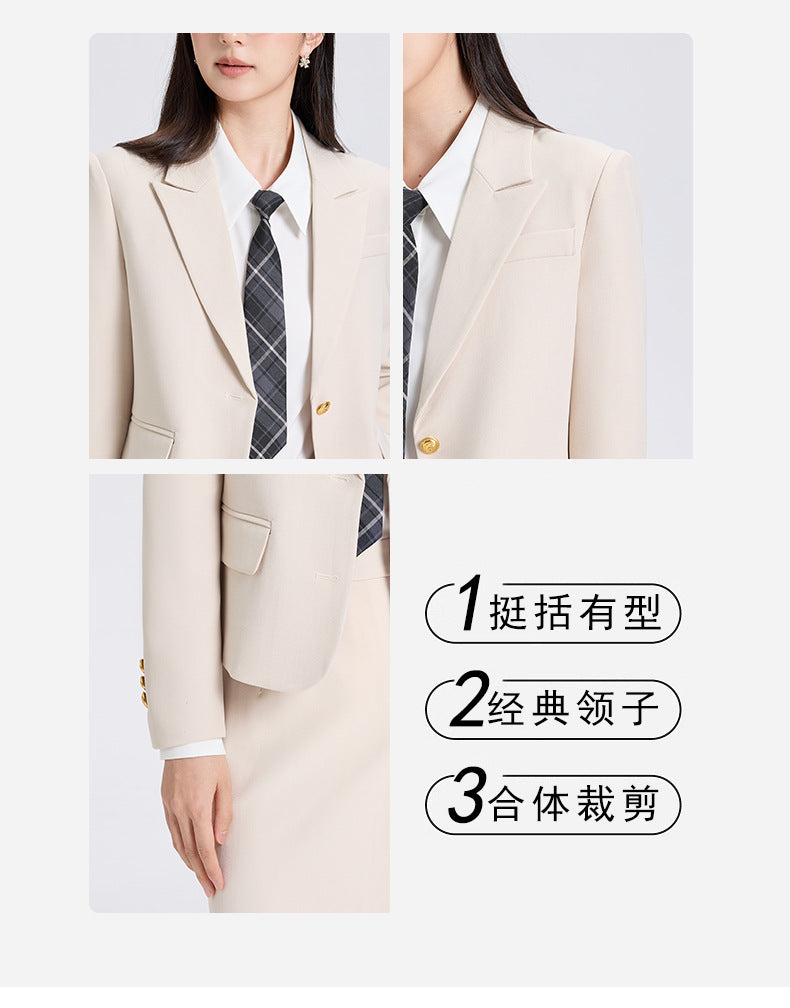 Cross-Border Gray Blazer for Women, New Spring and Autumn Professional Formal Suit, Short Blazer for College Students, High-End Feel
