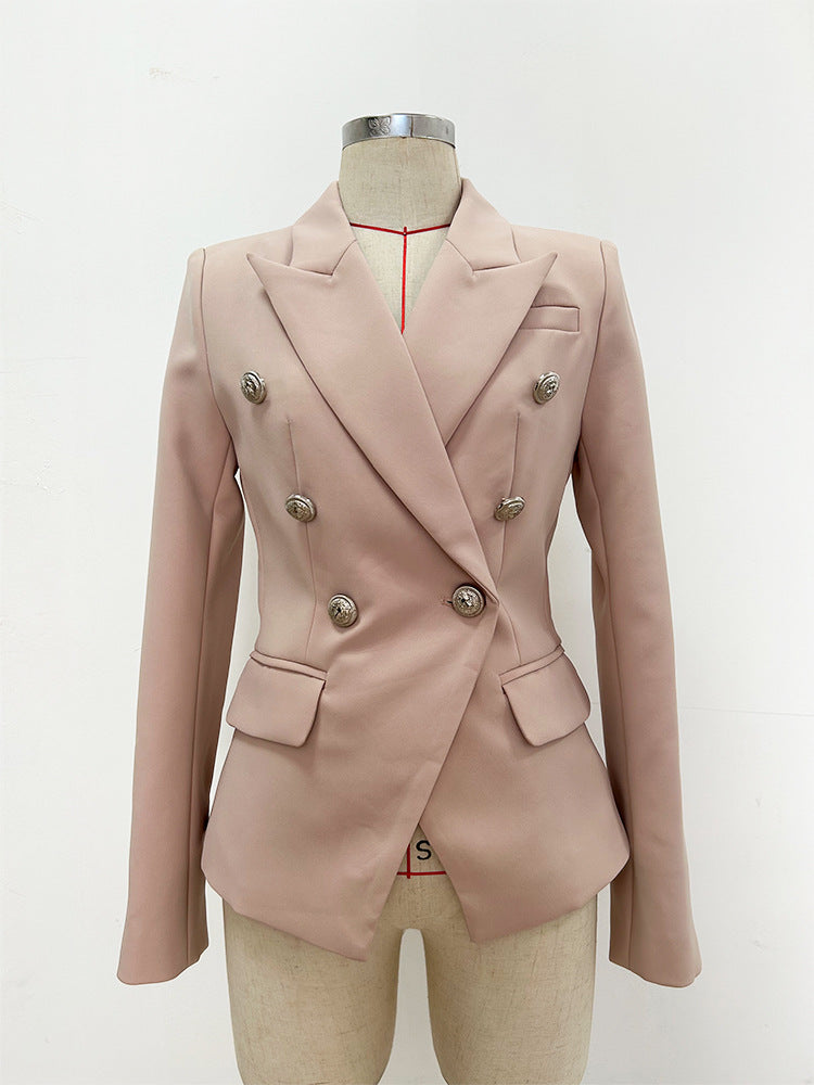 In Stock 2026 Export Star High-End Premium European and American Style Blazer with Metal Lion Head Buttons Double-Breasted Small Suit
