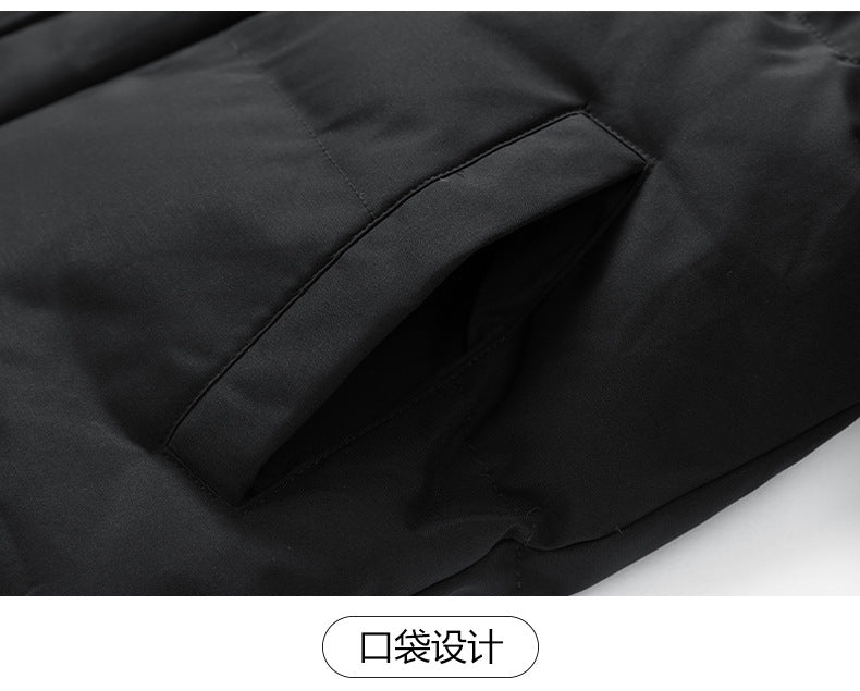 2025 Winter New Cross-Border Men's Cotton Jacket, Faux Two-Piece Solid Color Design with Fleece Lining and Thickened Polar Fleece Cotton Coat