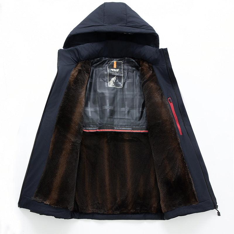 Autumn and Winter fleece-lined Thickened Cotton-padded Clothes Men's Cotton-padded Jacket Youth Warm regular All-match Fashionable Solid Color Quality