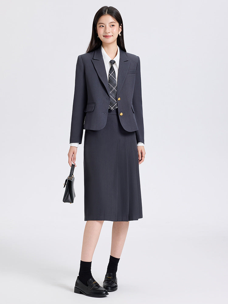 Cross-Border Gray Blazer for Women, New Spring and Autumn Professional Formal Suit, Short Blazer for College Students, High-End Feel