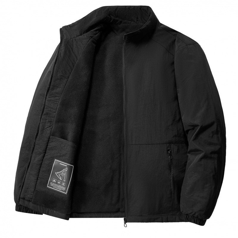Cross-Border 2025 Tiktok Hot New Style Fleece-Lined and Cotton-Padded Men's Jacket for Outdoor Sports, Loose Korean Style Casual for Middle-Aged Men