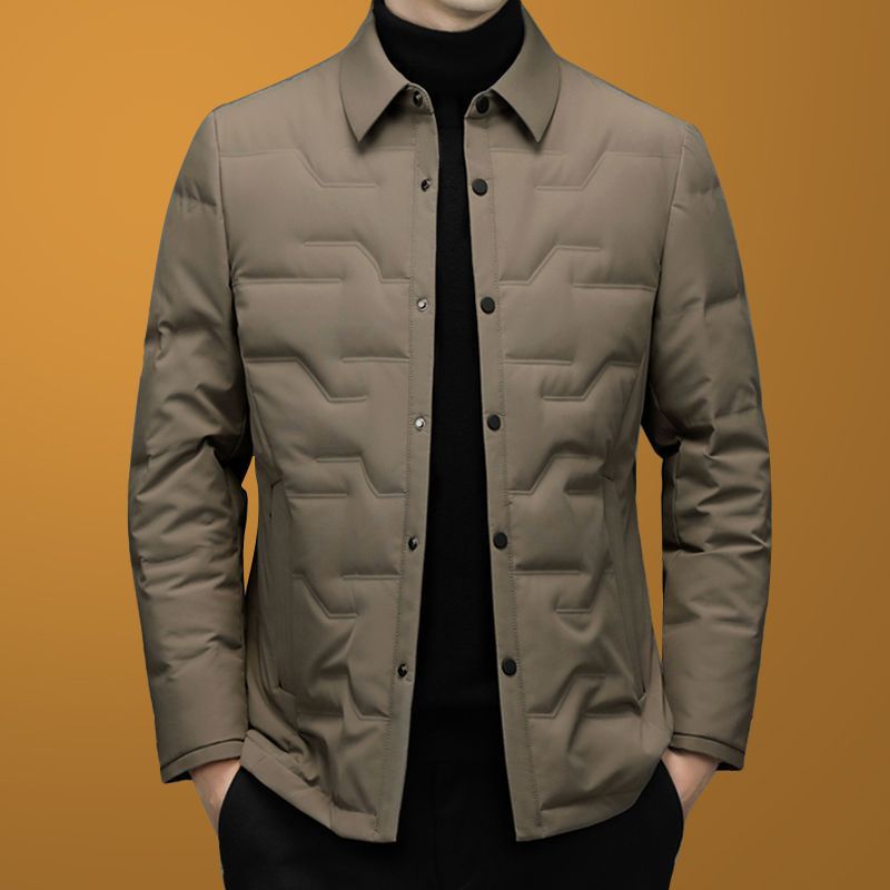 Middle-Aged Men's Autumn and Winter Lapel Jacket, Dad's Cotton Coat, Thickened Warm Cotton-Padded Jacket, Men's Winter Cotton Coat