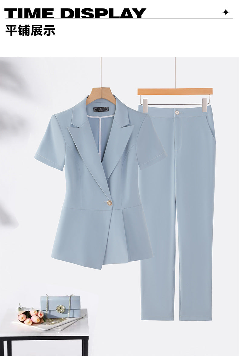Cross-Border Professional Suit Set for Women, New Summer Manager Formal Wear, Interview High-End Short-Sleeved Thin Work Clothes for Spring