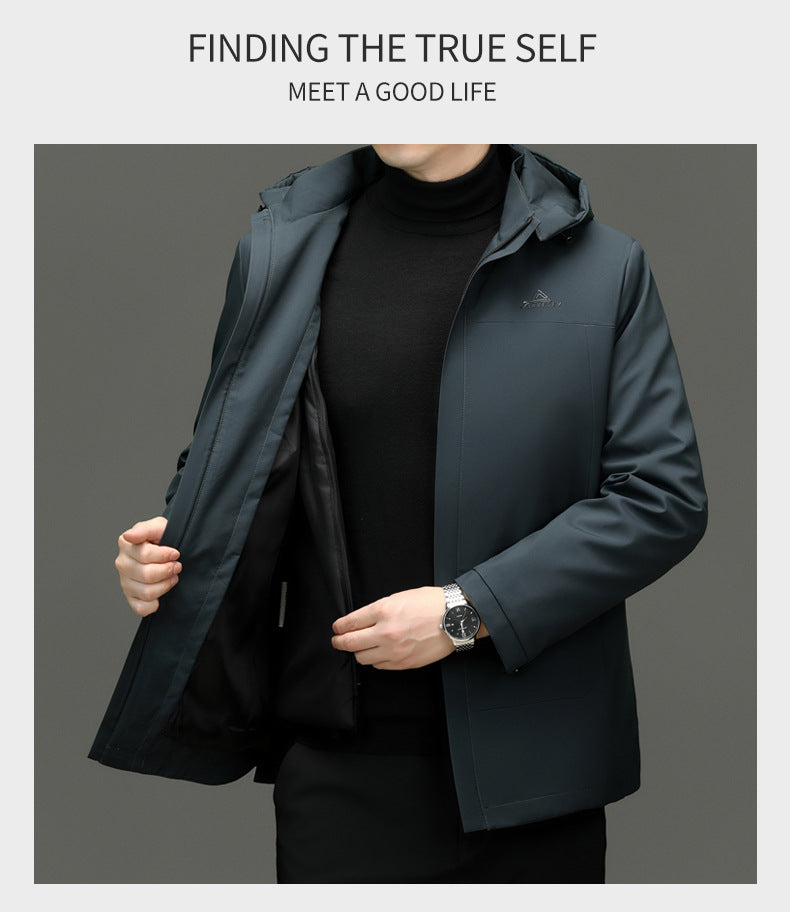 2024 Winter fleece-lined Thickened Cotton Coat Men's Middle-aged and Elderly Dad Hat with Removable Inner Liner Warm Cotton Coat
