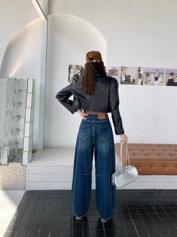 Yang Mi's Same Style Jeans, New Style, Simple, Fashionable, Versatile, Slimming and Leg-Lengthening Straight Jeans for Women