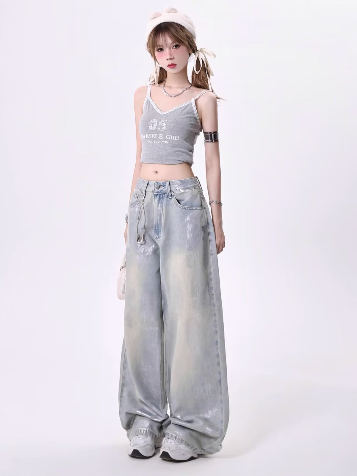 American Retro Simple Wide-Leg Jeans for Women, Autumn New Slim High-Waisted Loose Vintage Straight Pants