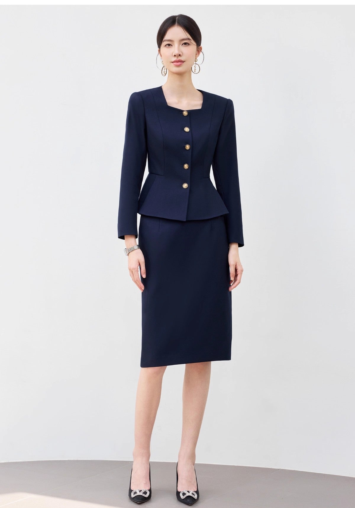 Aishangchen's High-End Navy Blue Suit Is Elegant and Versatile, Hotel Manager's Front Desk Formal Occasion Professional Wear